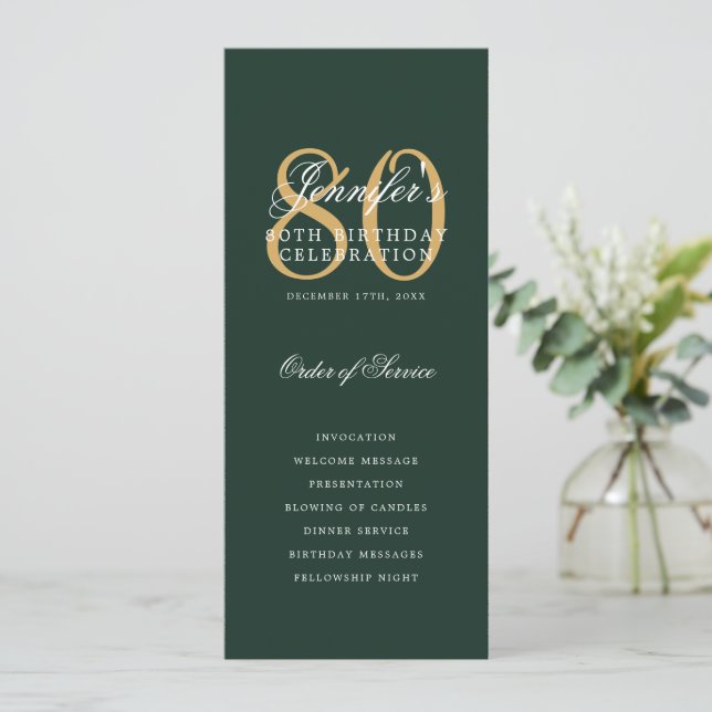 80.º Programa de Cumpleaños Gold Green Gracias (Anverso de pie)