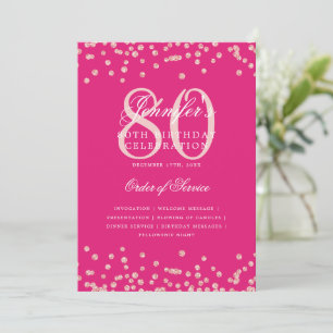 80.º Programa de Cumpleaños Menú Rosa Oro Rosa Cal