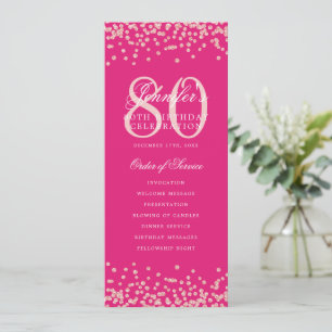 80.º Programa de Cumpleaños Menú Rosa Oro Rosa Cal