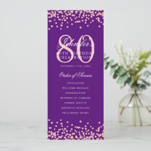 80.º programa de cumpleaños Rosa Confetti dorado p