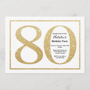 80.º Purpurina de oro de la invitación de cumpleañ