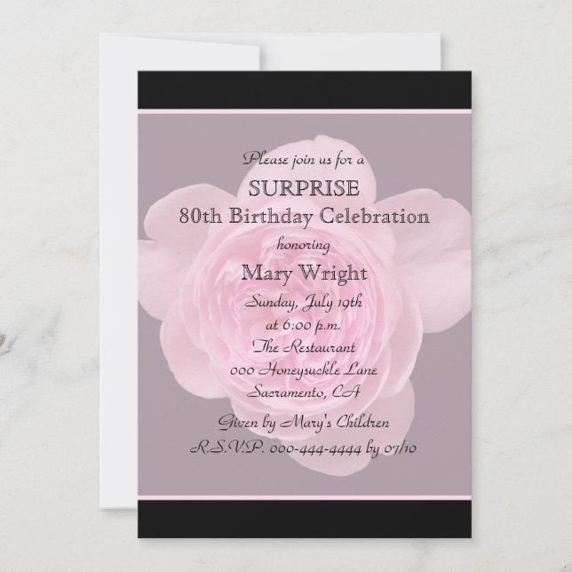 80.º Rosa de invitaciones a la fiesta de cumpleaño (Anverso)