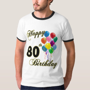 80.a camiseta feliz del cumpleaños