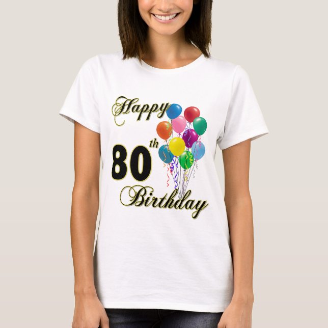 80.a camiseta feliz del cumpleaños (Anverso)