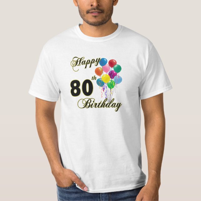 80.a camiseta feliz del cumpleaños (Anverso)