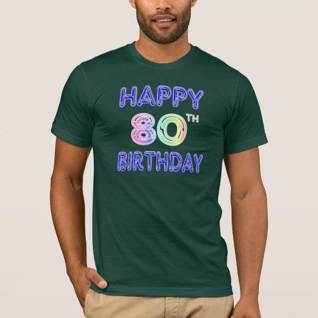 80.a camiseta feliz del cumpleaños (Anverso)