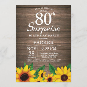 80.a invitación del cumpleaños de la sorpresa