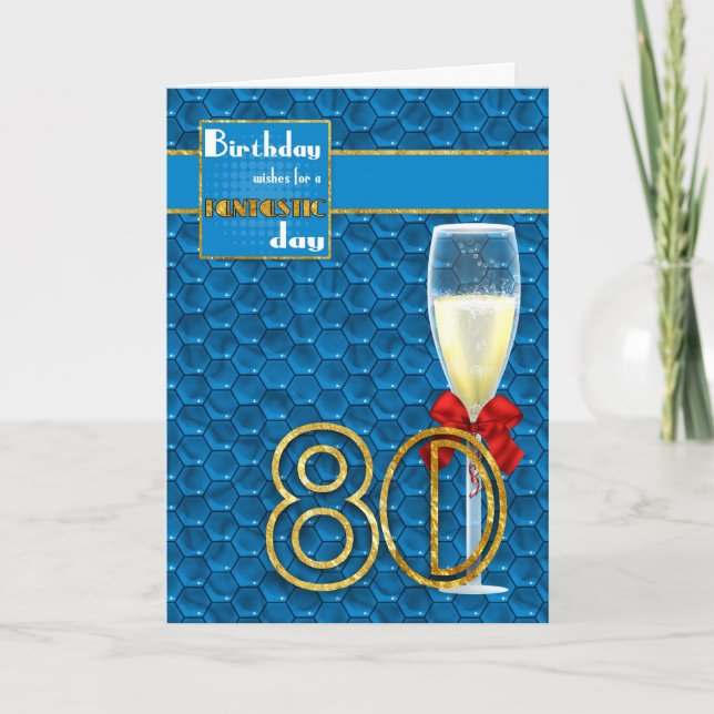 80 Aniversario - Tarjeta Geométrica de Cumpleaños  (Anverso)