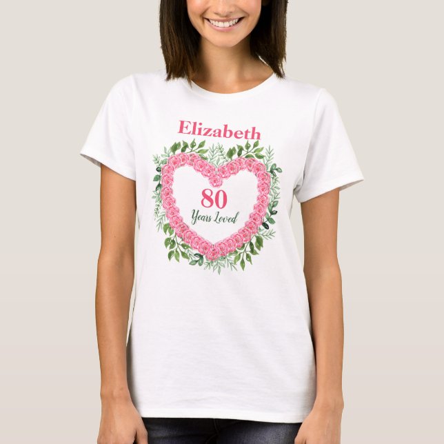 80 años amados 80.ª camiseta de cumpleaños (Anverso)