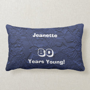 80 años de almohada lumbar de las muñecas azul