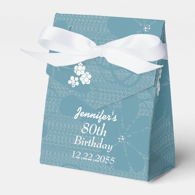 80 cumpleaños, caja de favores personalizada, flor (Front Side)