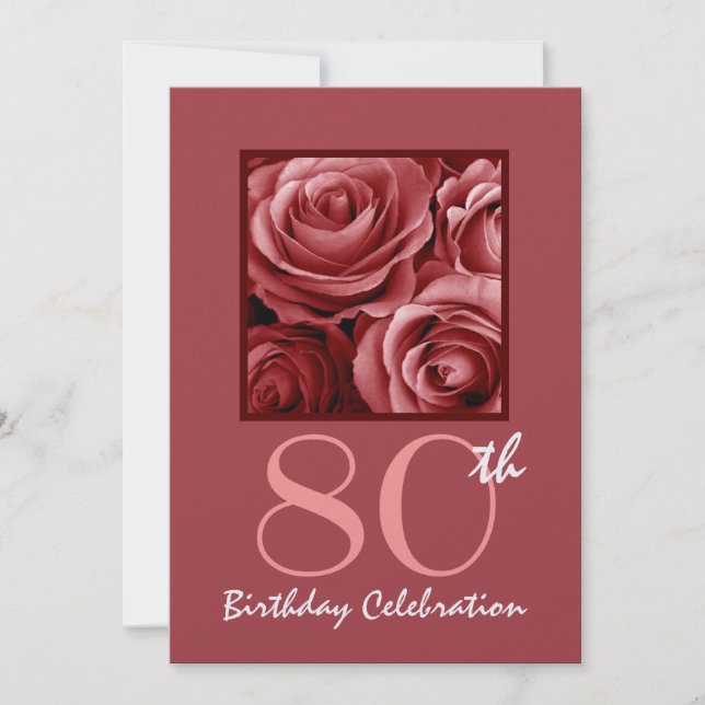 80° cumpleaños invitación a las rosas rojas (Anverso)