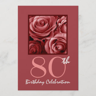 80° cumpleaños invitación a las rosas rojas