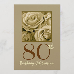 80° cumpleaños invitación a Rosas de ORO metálicos