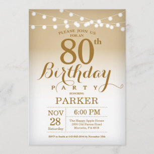 80° cumpleaños invitación Gold String Lights