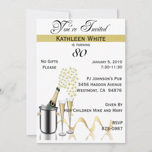 80° cumpleaños - Invitación personalizada (Anverso)