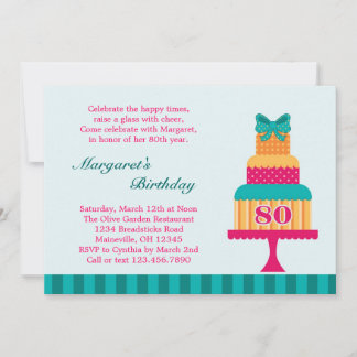80° Invitación a tomar un pastel de cumpleaños