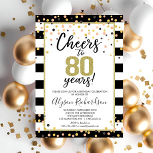 80 invitaciones de cumpleaños, vítores negros y de
