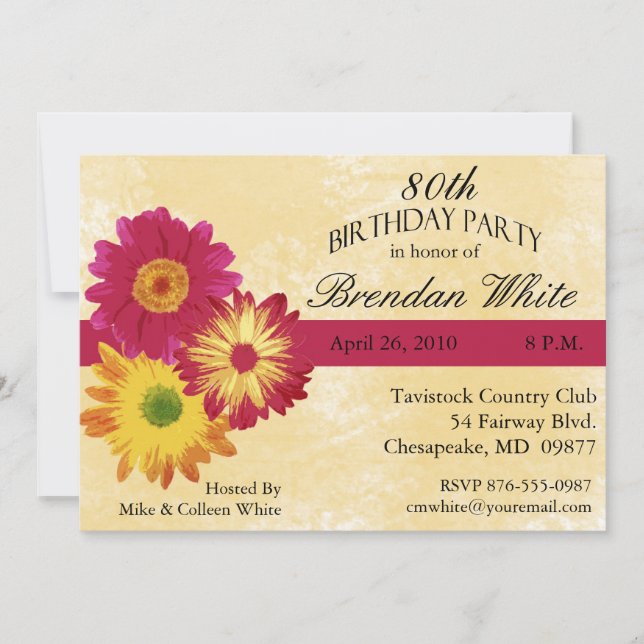 80 invitaciones para fiestas de cumpleaños (Anverso)