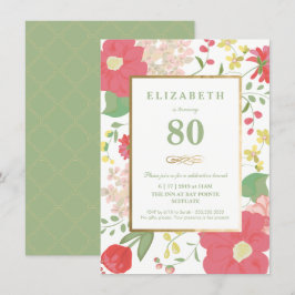 80.o Invitación del cumpleaños - octogésimo floral