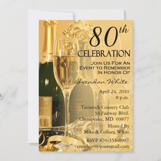 80.o Invitaciones de la fiesta de cumpleaños (Anverso)