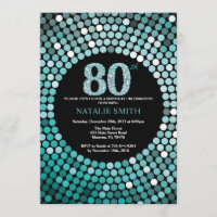 80.o Negro de la invitación del cumpleaños y