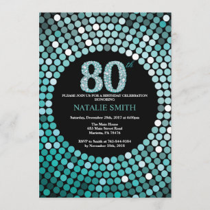 80.o Negro de la invitación del cumpleaños y