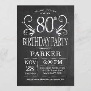 80.o Pizarra de la invitación del cumpleaños