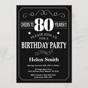 80.o Pizarra de la invitación del cumpleaños