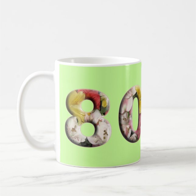 80.o Taza del jalón del aniversario del cumpleaños (Izquierda)