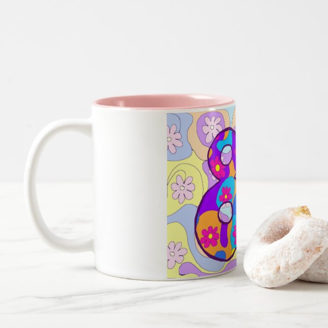 80.o Taza retra florida del cumpleaños del (Con donut)