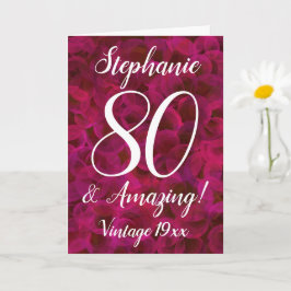 80 y asombrosa tarjeta de cumpleaños roja rosa roj