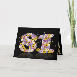 81.ª tarjeta de cumpleaños con letras floridas