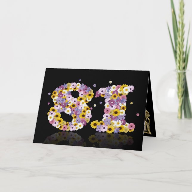 81.ª tarjeta de cumpleaños con letras floridas (Anverso)
