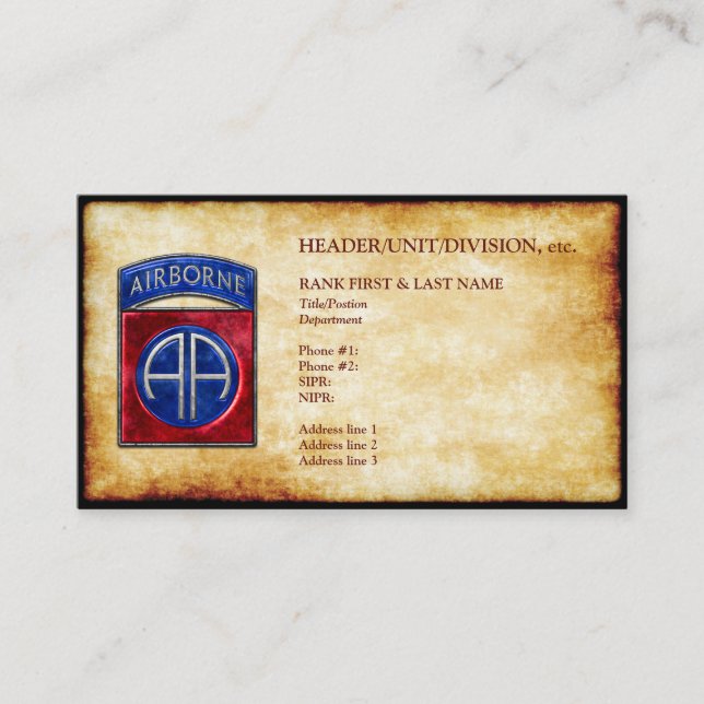 82.ª tarjeta de presentación de papel antiguo para (Anverso)