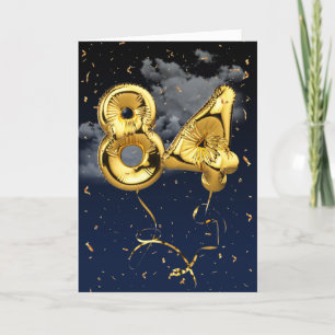 84.ª Tarjeta de Confetti y globo de oro de cumplea