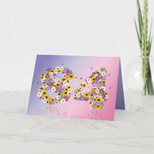 84.ª tarjeta de cumpleaños con letras floridas