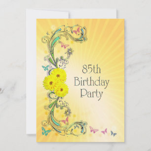 85ª fiesta de cumpleaños Invitación con flores ama