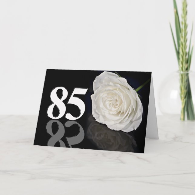85ª tarjeta de cumpleaños con una rosa blanca clás (Anverso)