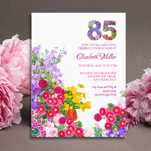 85º cumpleaños Floral Moderno - invitación de 85 a