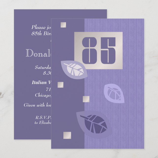 85.ª celebración Personalizado invitaciones (Anverso / Reverso)