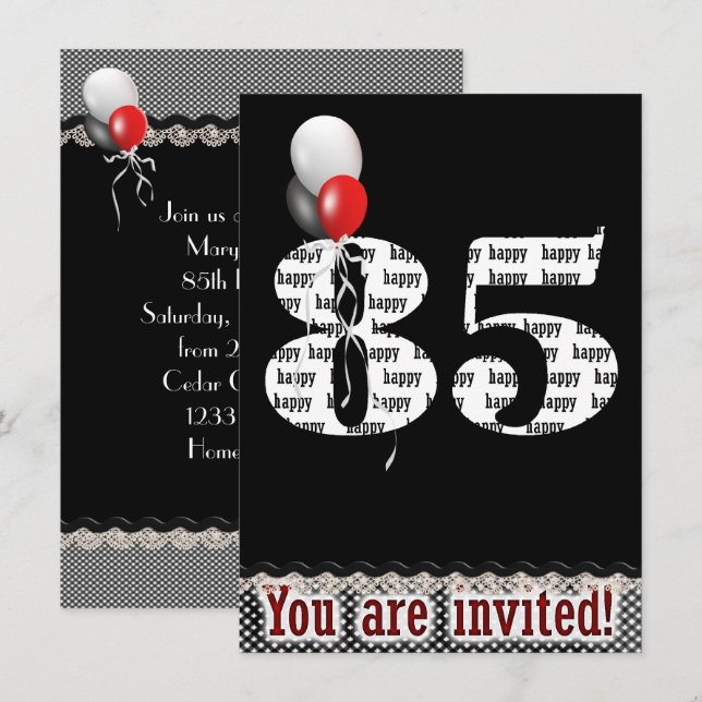 85.ª invitación a la fiesta de cumpleaños (Anverso / Reverso)