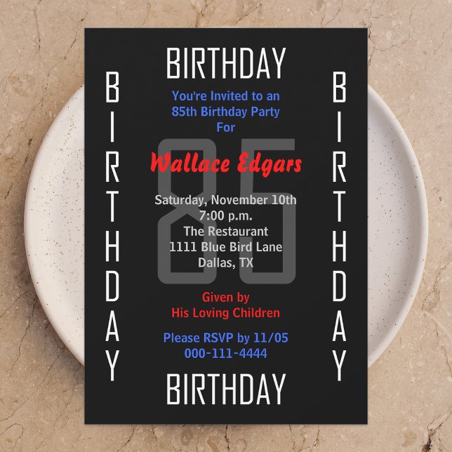 85.ª invitación a la fiesta de cumpleaños 85 (Subido por el creador)