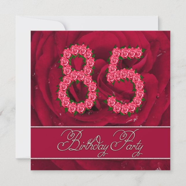 85.ª invitación a la fiesta de cumpleaños con rosa (Anverso)