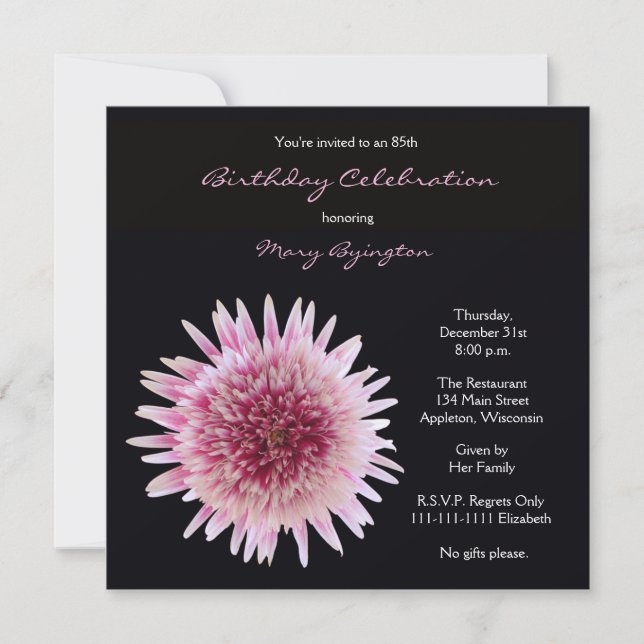 85.ª invitación a la fiesta de cumpleaños Gerbera (Anverso)