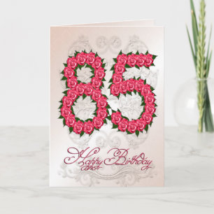 85.ª tarjeta de cumpleaños con rosas y hojas