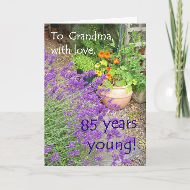 85.ª tarjeta de cumpleaños para la abuela - Jardín (Anverso)