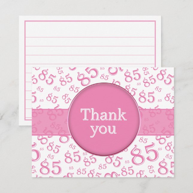 85.º agradecimiento: patrón de número rosa/blanco (Anverso / Reverso)