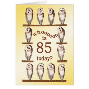 85 cumpleaños, tarjeta Curious owls.