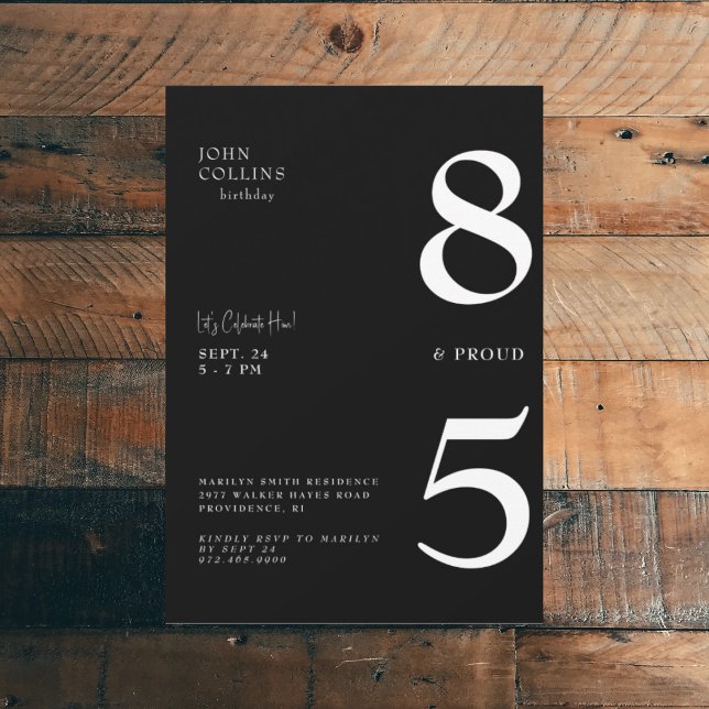 85 y Orgullosa invitación a la fiesta de cumpleaño (Subido por el creador)